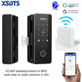 TT-Lock Smart Glass Door Lock Bluetooth Biometric Fingerprint Password Card Electronic Digital Lock Office Business Departments Vue GL3-Gateway
