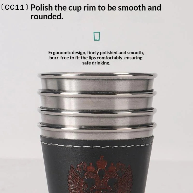 Outdoor Travel Cups Stainless Steel Cup PU Leather Portable Coffee