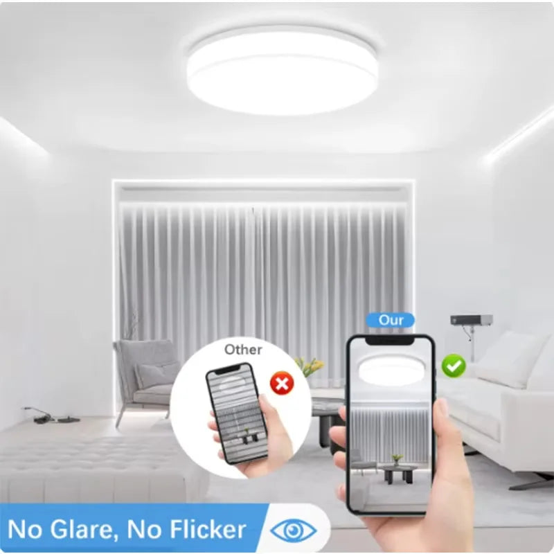 Modern Round LED Ceiling Lamp 18W-48W Bedroom Light Fixture - Energy Efficient Room Ceiling Light for Home Decor Vue