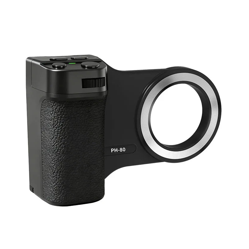 PH-80 Magnetic Camera Grip with Remote Shutter Fill Light Remote Control Handle Universal for Phones Vue black