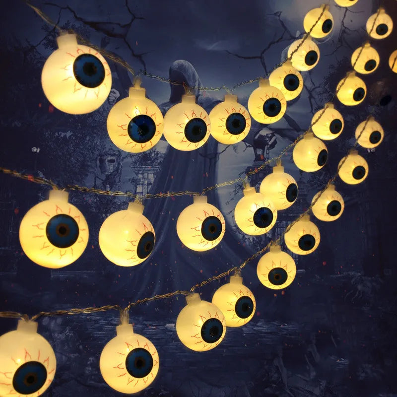 Halloween Eyeball String Lights 40 LEDs Battery Operated Halloween Decoration Lights Indoor Outdoor Halloween Party Decor 639 Vue warm 1.5m 10leds USB