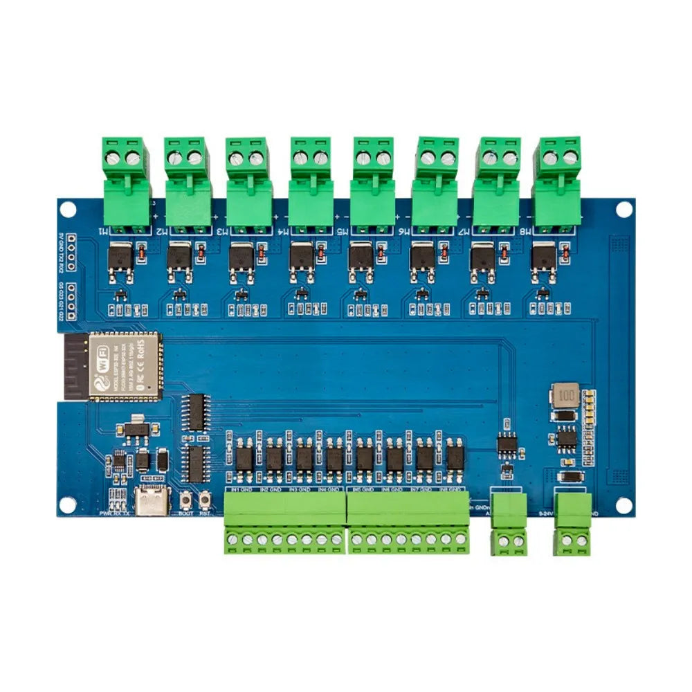 ESP32 Modbus RTU 8CH MOSFET Module RS485 TTL UART 8 Opto-Isolated Input CH340 WiFi BT Type-C & 7-24VDC Dual Dual Power Supply Vue