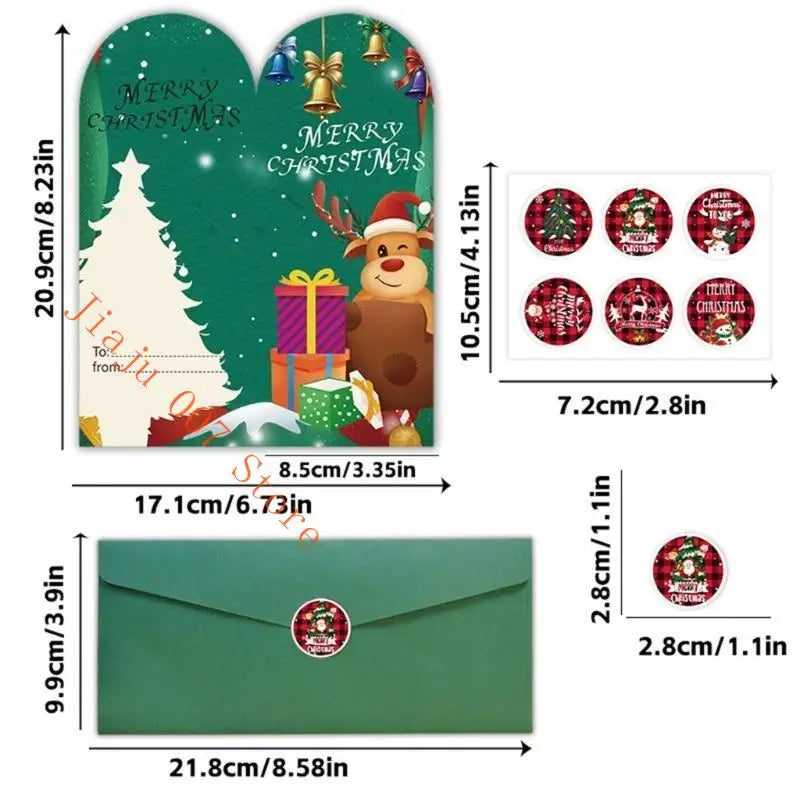 Handmade Christmas Card with Envelope & Stickers | 10 Styles Holiday Greeting Card Vue