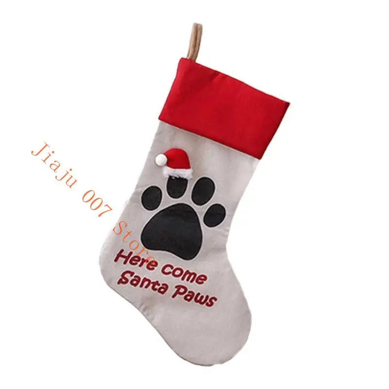 Pet Paw Christmas Stocking 18" – Dog & Cat Holiday Hanging Sock Christmas Stocking Vue Here China Mainland
