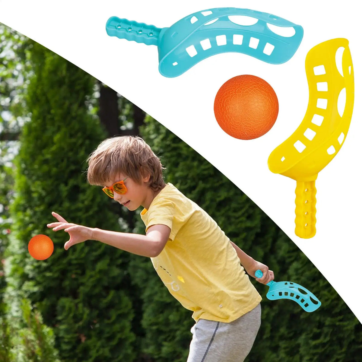 Kids Toss And Catch Ball Game Set Outdoor Sports Velco Paddle Toy, Beach Backyard Interactive Play For Boys Girls Family Picnic Vue