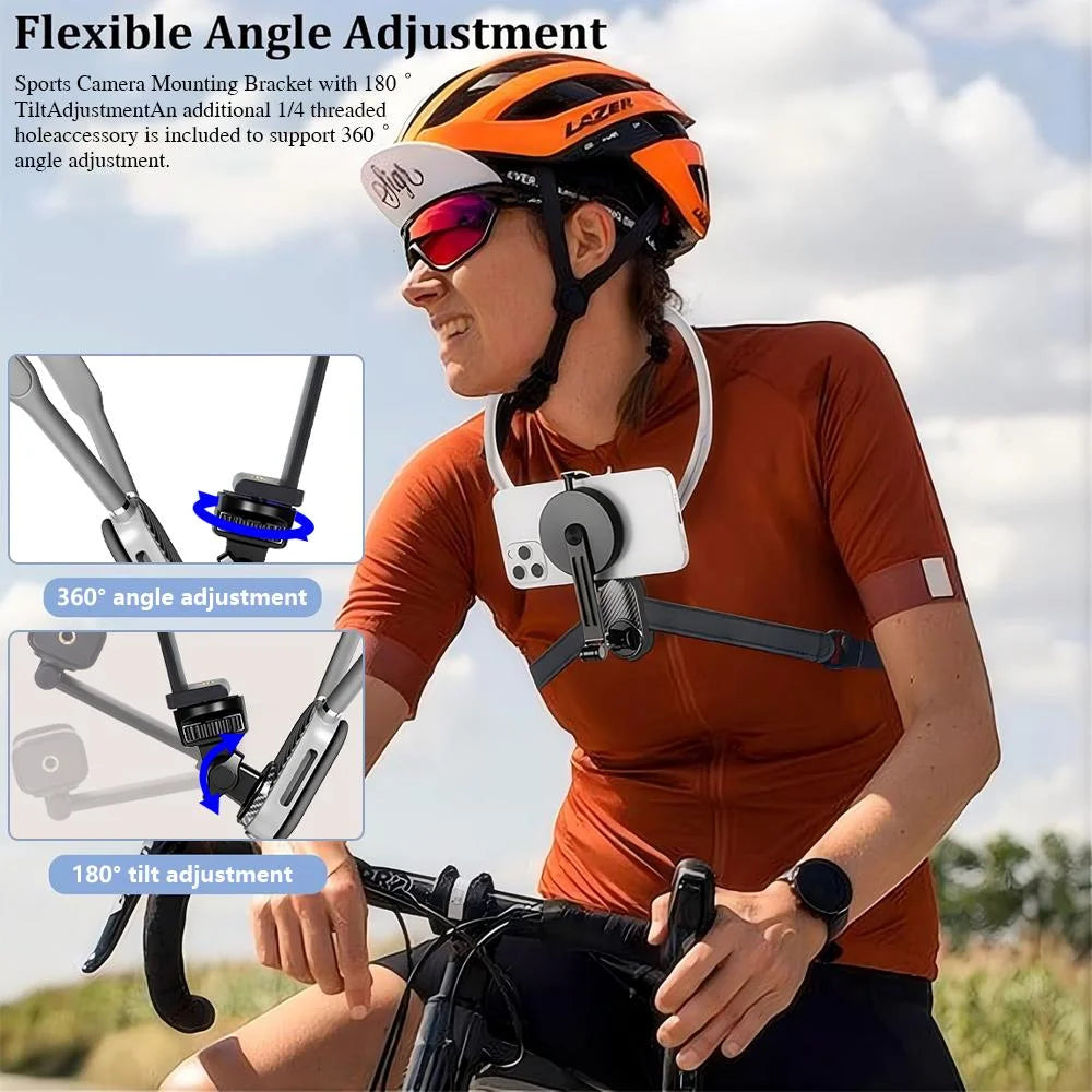 Magnetic Neck Mount Silicone Quick Release Holder for Mobile Phones Video recording Stand Vue GRAY