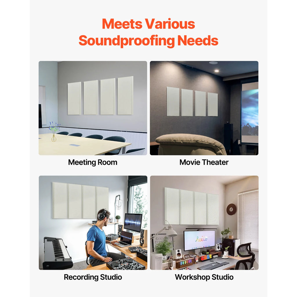 VEVOR 4-Pack Fiberglass Acoustic Panels NRC 0.95 – Beige Acoustic Wall Panels Vue