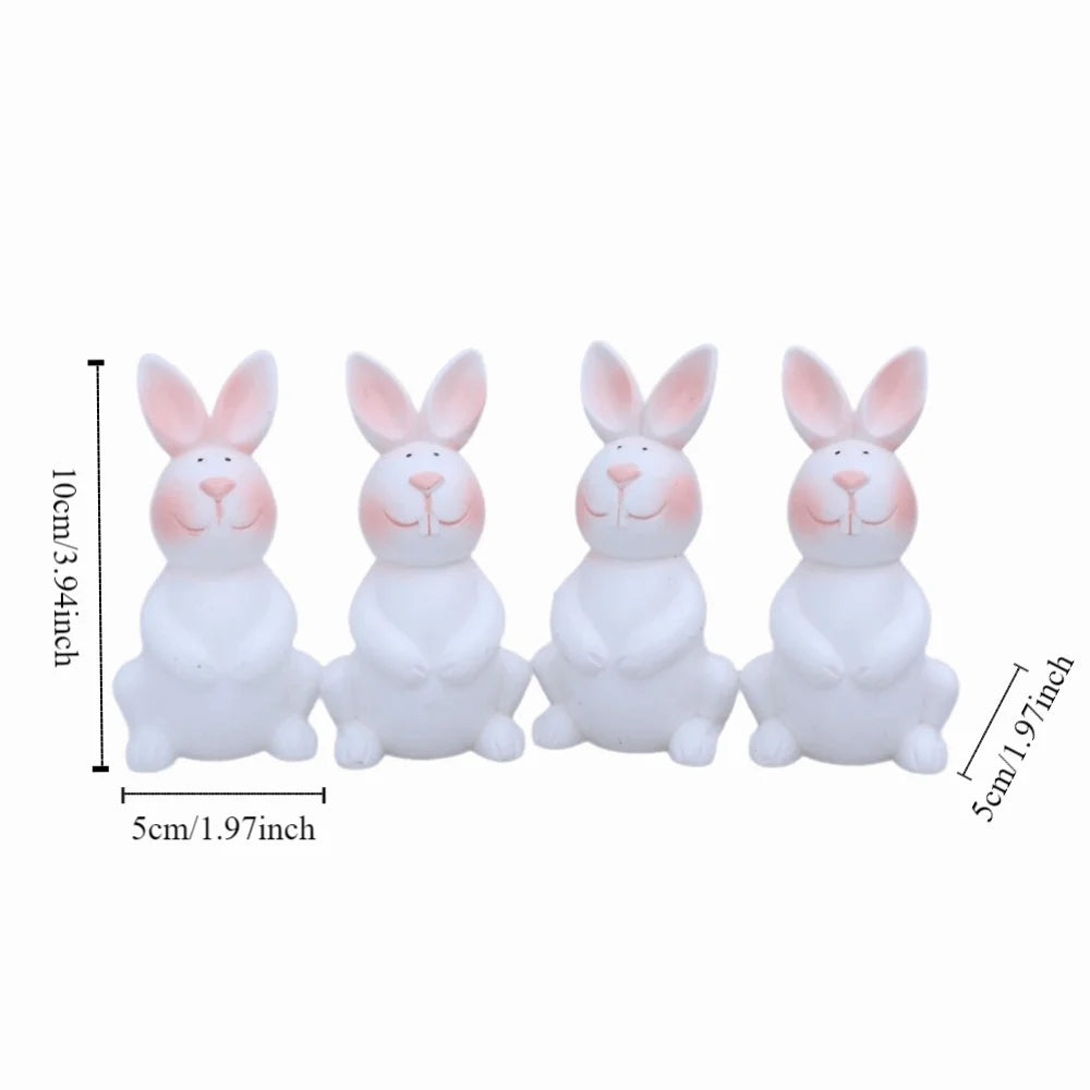 Micro Landscape Cartoon Rabbit Statue Plastic Mini Rabbit Figurine Decorative Desktop Rabbit Ornament Easter Gift Vue