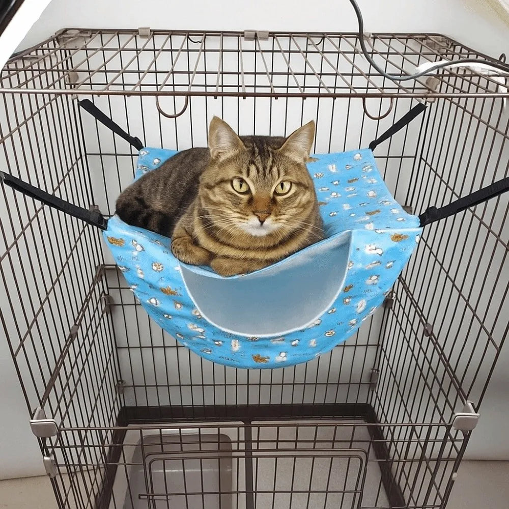 Breathable Cat Cage Hammock Sleeping House Adjustable Lanyard Kitten Swing Bed Thicken Cozy Cat Hanging Bed Cat Cage Accessories Vue