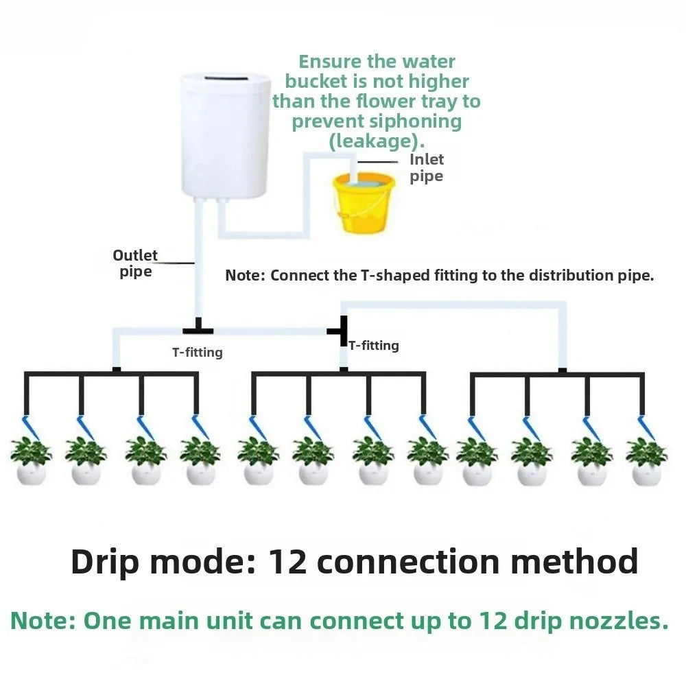 Automatic Automatic Watering Machine Adjustable Multi-Head Drip Irrigation Device Self-Watering Smart Timer Waterers Home Garden Vue
