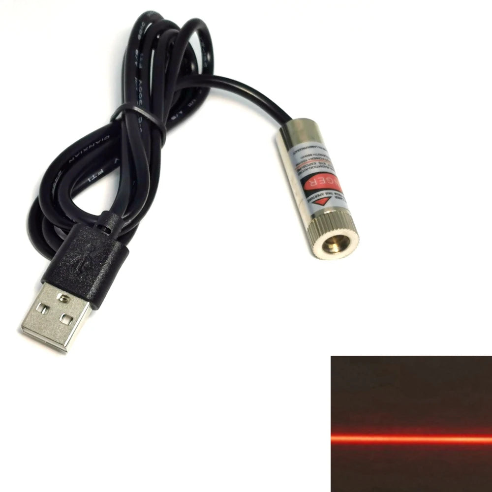 USB Adapter 650nm 100mw Red Laser Diode Module Focusable Dot Line Cross Beam 12*35mm Vue Line None