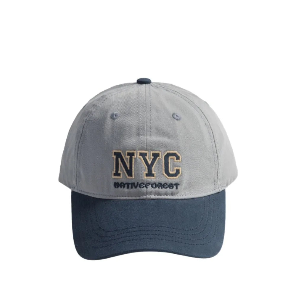 Cotton Sports Baseball Cap Letters Adjustable Vintage Duck Tongue Cap Patchwork Color Soft Outdoor Letters Baseball Hat Vue Style F