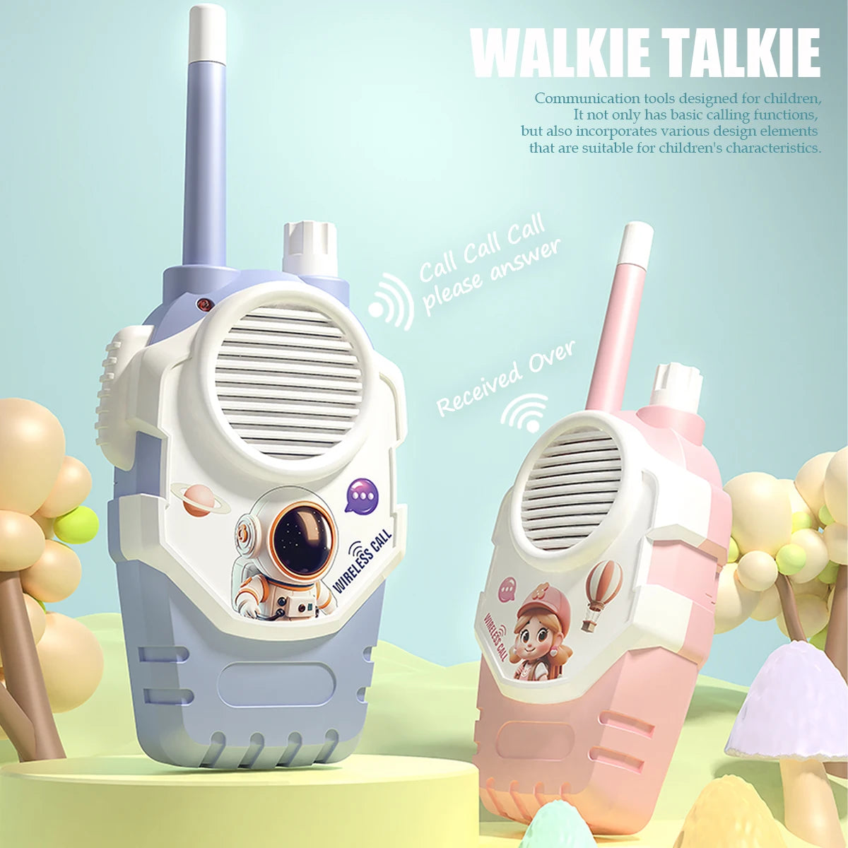 Walkie Talkie 2Pcs, Anti-loss Lanyard and Back Clip Design, One Click Call to Friend Gifts for Outside Trip Camping Hiking Toys Vue