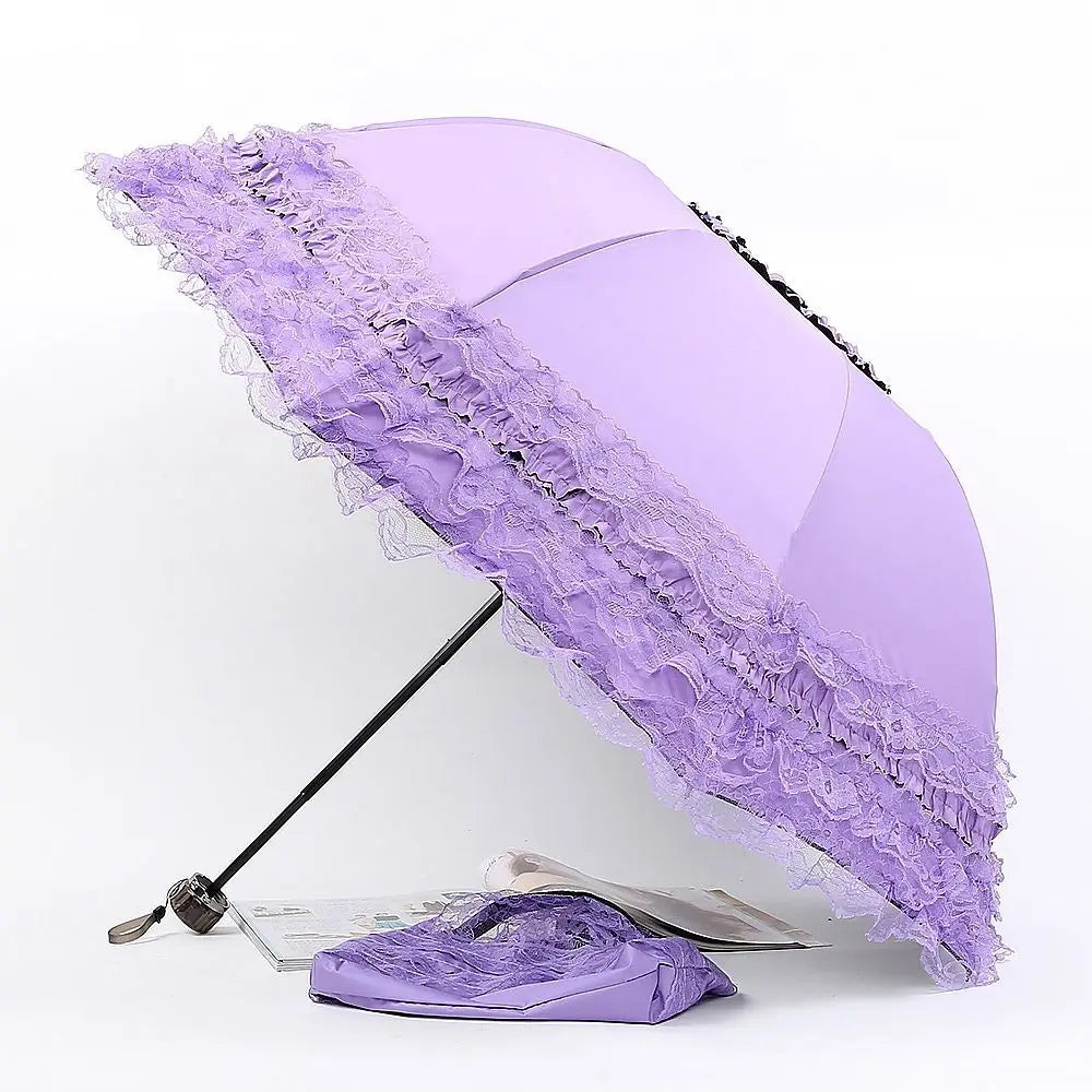 Fashion Lolita Lace Sun Umbrella Anti-UV Protection Thickened Portable Sunshade Folding Waterproof Folding Umbrella Girl Vue
