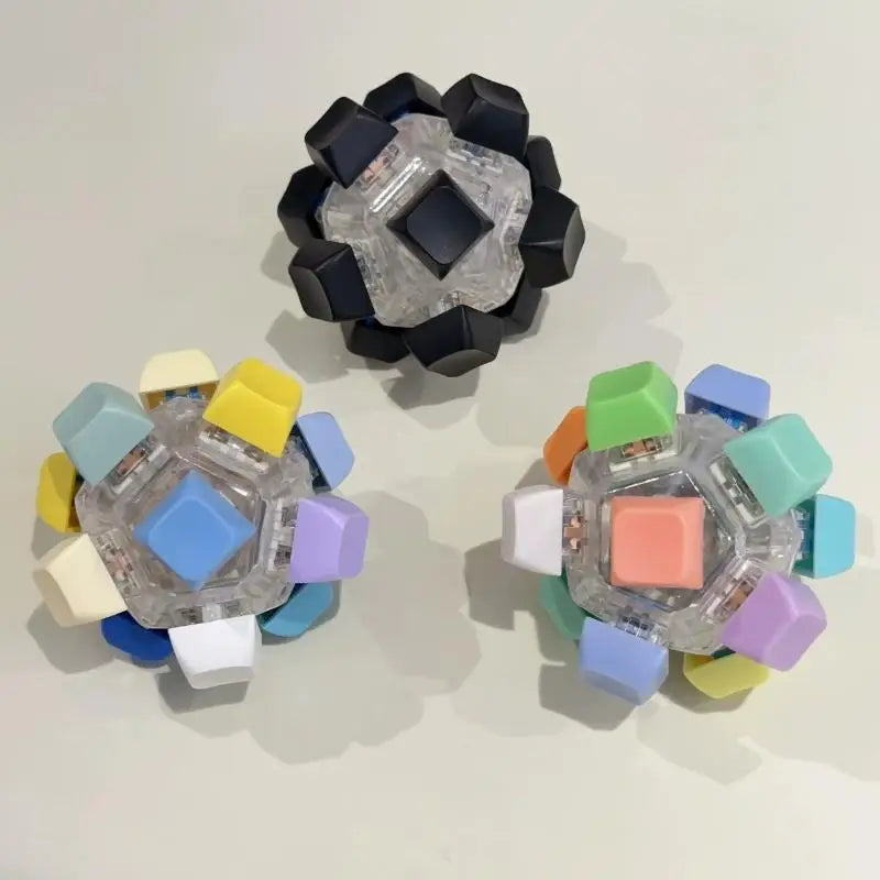 12 Keys Magic Ball Fidget Keychain Keys Button LED Keyboard Finger Keyboard Cap Keycap Pass The Time Clicker Adult Relief Stress Vue