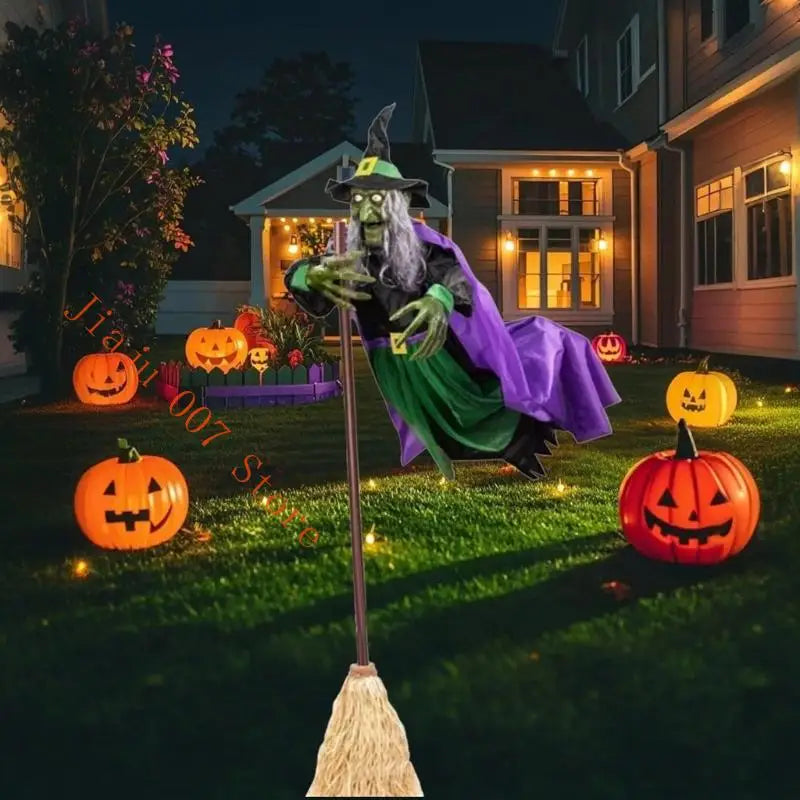 Animated Floating Witch Halloween Decoration – Sound & Motion Halloween Animated Prop Vue