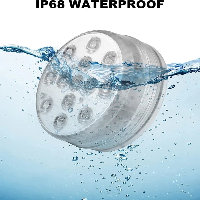 USB Pool Lights Rechargeable Submersible LED Lights with Remote RF IP68 Underwater Waterproof Pond Light for Inground Pool Decor Vue