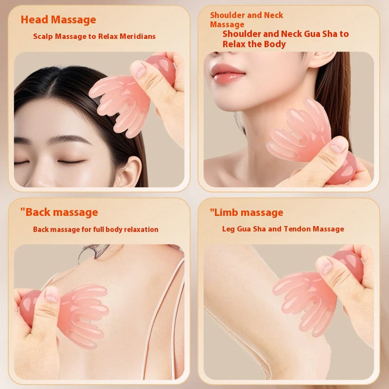 Resin Double Row Octopus Comb Cute Head Massager Hair Care Meridian Scraping Scalp Massage Acupuncture SPA Gua Sha Massage Tool Vue