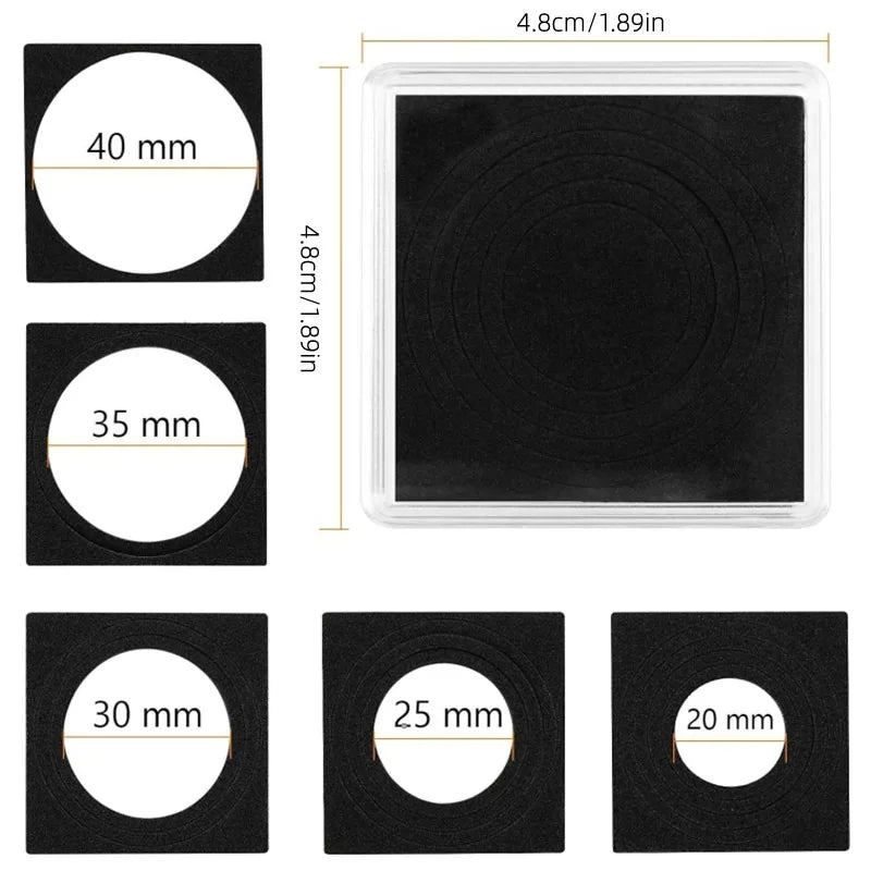 5pcs Coin Collection Display Rack Acrylic Collection Box Coin Capsule Storage Box Plastic Coin Capsule Holder with Foam Gasket Vue