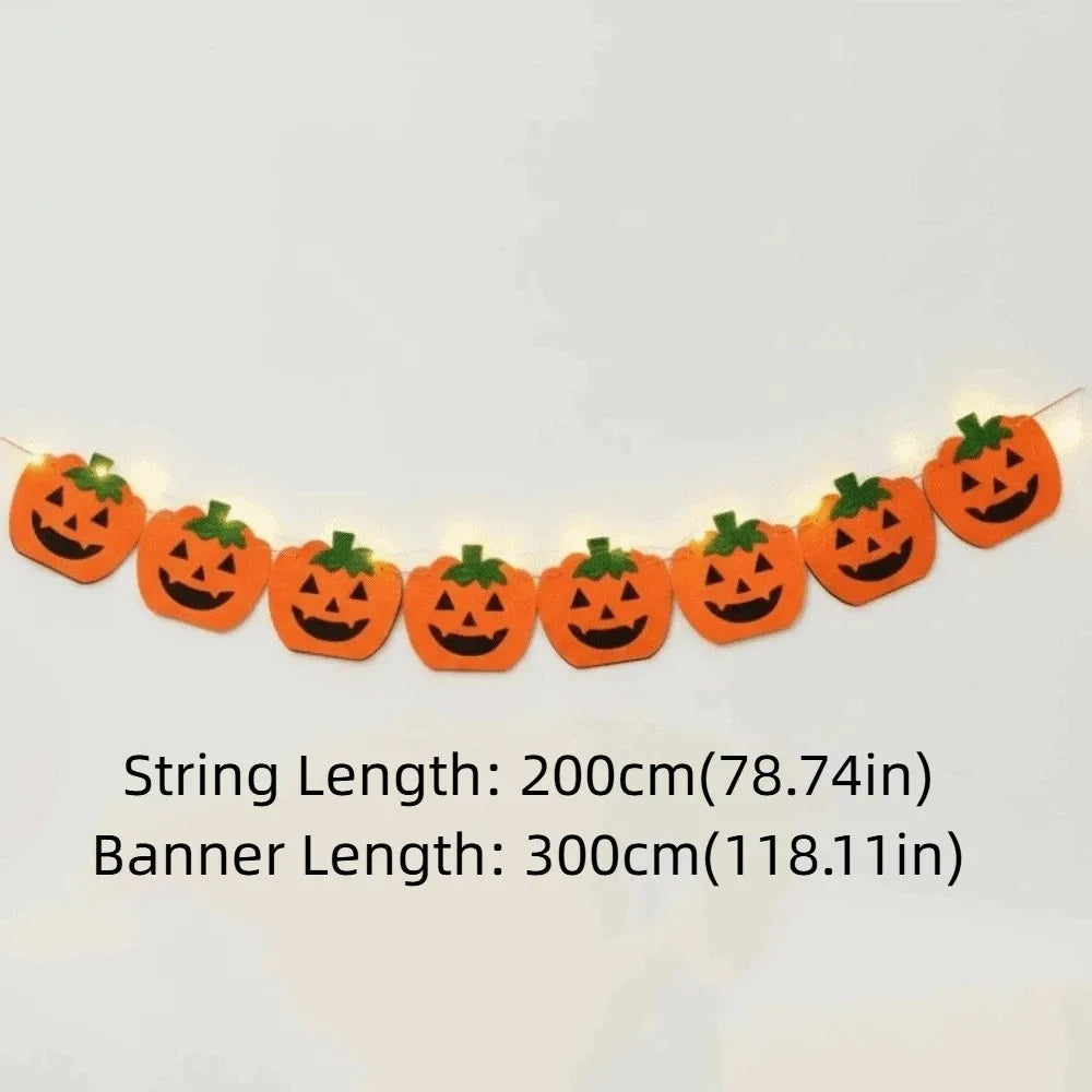 Creative Halloween Hanging Banner Halloween Flag Double-Layer Halloween Light-Up Banner Reusable DIY Party Banner String Light Vue