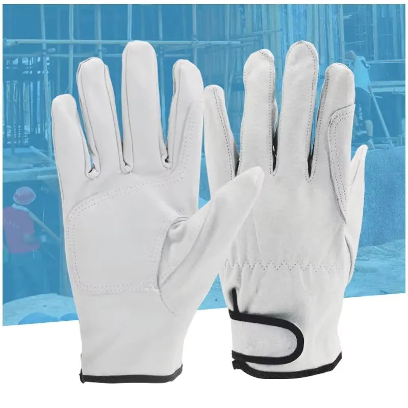 Anti-Cut Leather Work Gloves Soft Pig Skin Tear-Resistant Work Site Home Garden Repairing Builder Hands Safety Protection Gloves Vue L