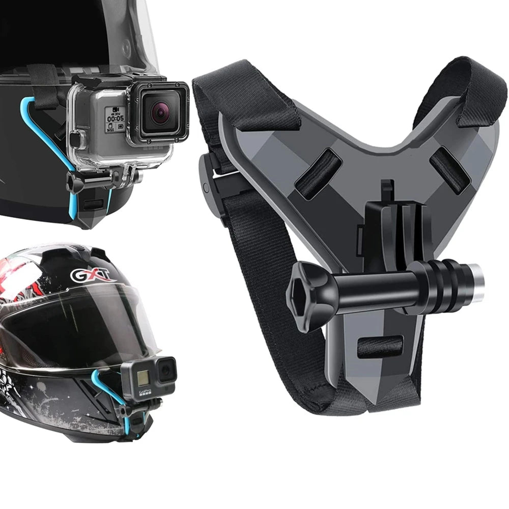 Helmet Strap Mount For Gopro Hero 11 10 9 8 7 6 5 4 3 Motorcycle Yi Action Sports Camera Mount Full Face Holder Accessories Vue