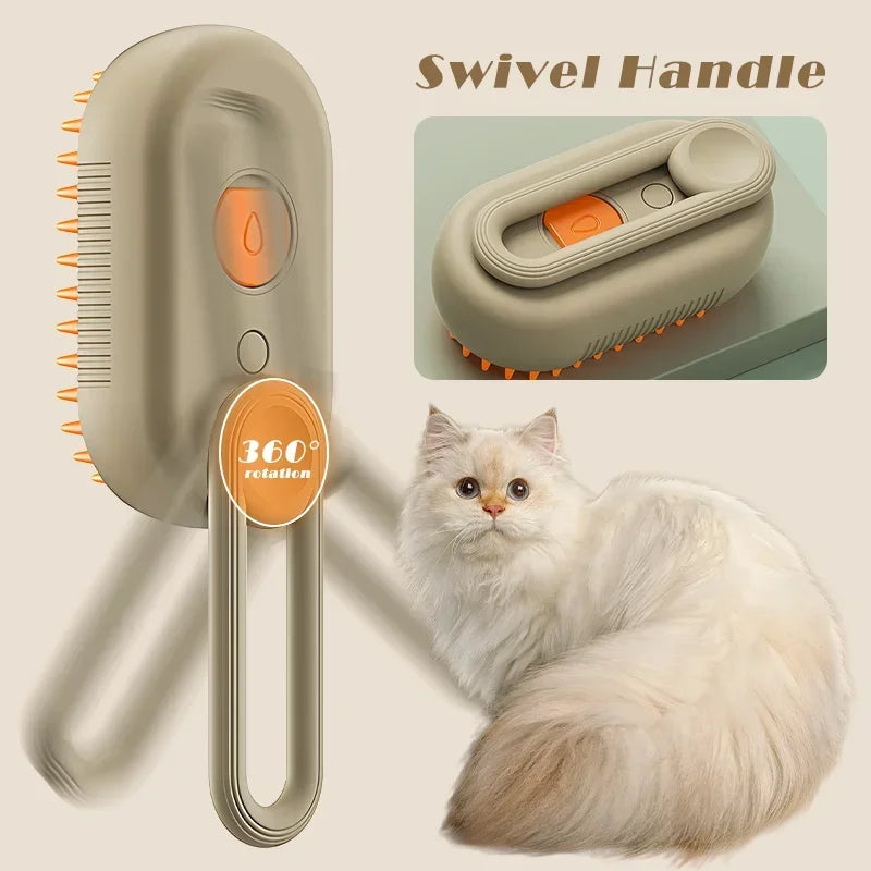 3in1 Cat Steam Brush Steamy Dog Brush Electric Anti-splashing Brush with Steam Spray Massage Pet Grooming Comb Hair Removal Comb Vue