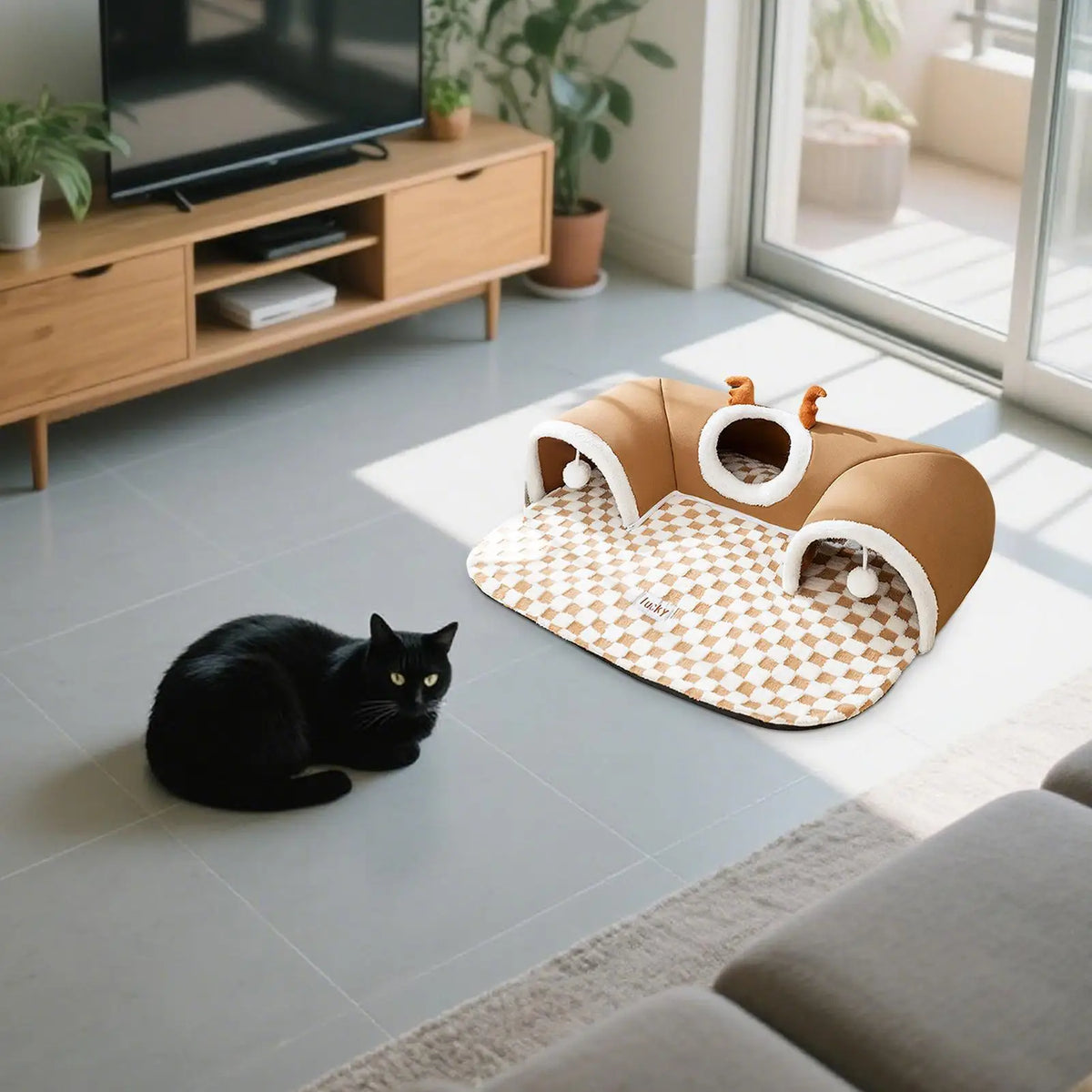 Winter Indoor Warm Plush Cat Bed Tunnel Warm Shelter Tent House Toys for Dog Play and Sleep Integrated Hide and Seek Pet Nest Vue