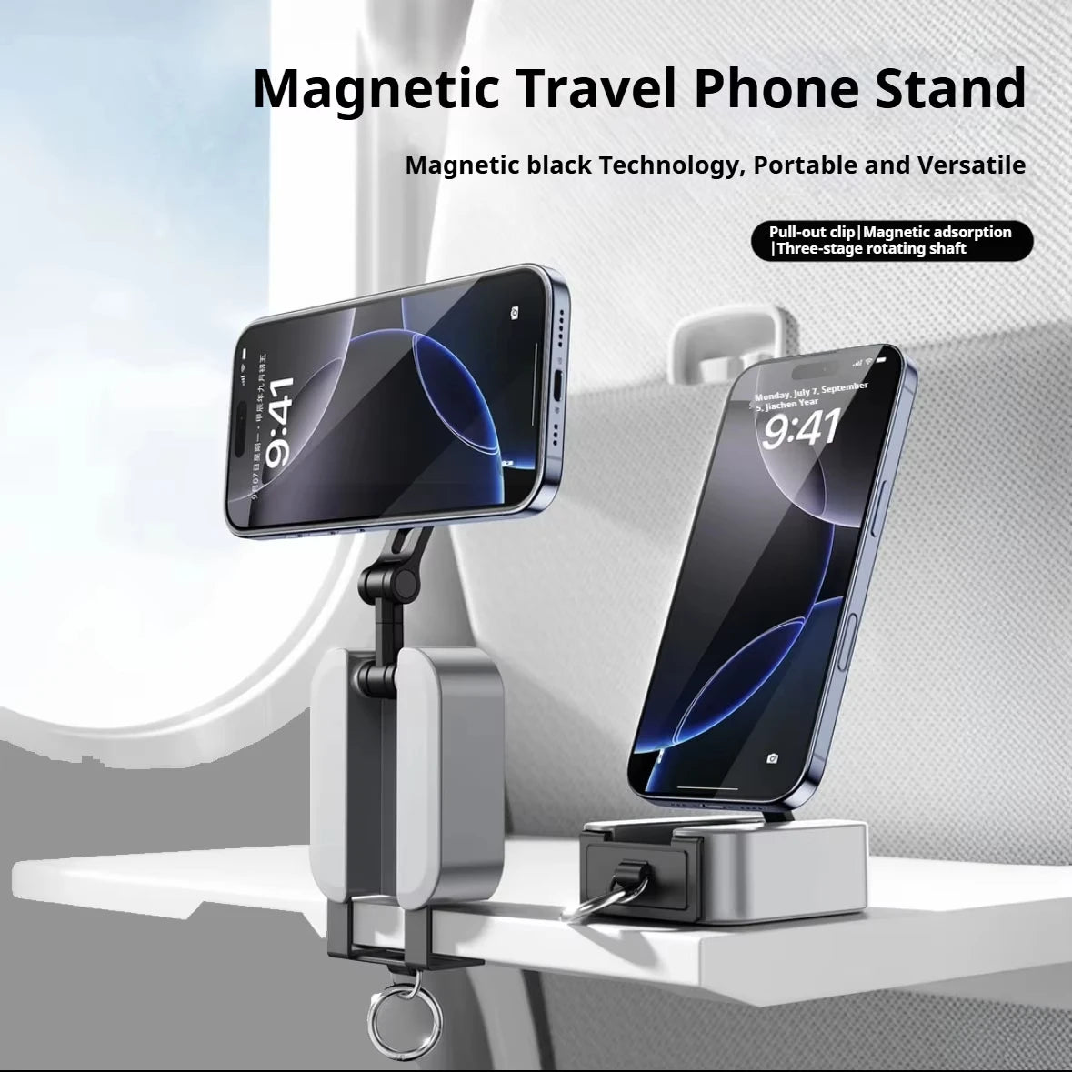 Magnetic Phone Stand Mount Foldable Extendable Portable Travel Holder for Desk Airplane Train Magnet Travel Phone Holder Vue