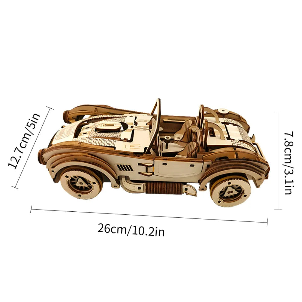 Mechanical Sports Car Toy DIY Handmade Wooden Puzzle Assembly Model Educational Toys Simulation Model Vue