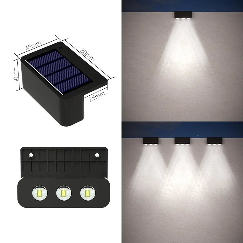 1/2/4PCS Solar Wall Lights Outdoor Waterproof Garden Step Lighting for Yard Fence Stair Pathway Decoration Outside Solar Lights Vue White-3LED 2PCS