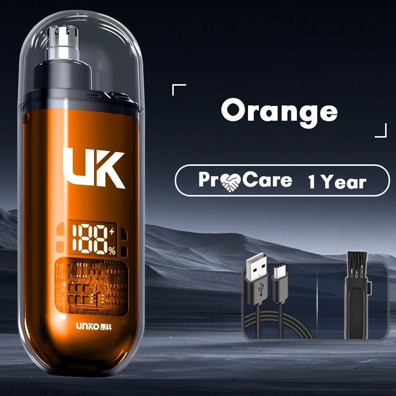 Portable Electric Nose Hair Trimmer Mini Pocket Nose Ears Hair Eyebrow Trimmer Men's Rechargeable Painless Clipper Vue Orange