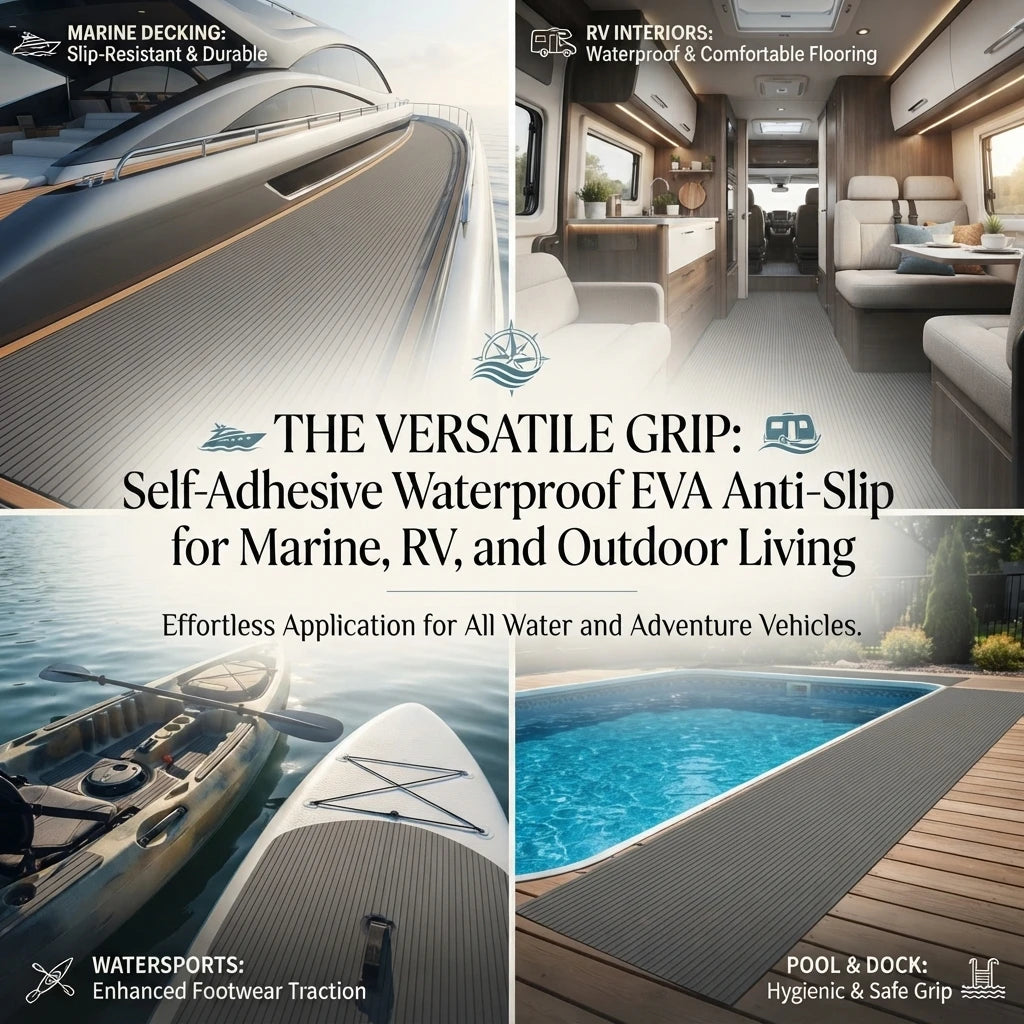 EVA Boat Flooring Mat 240x115cm Non-Slip Self-Adhesive Marine Deck Marine Decking Mat Vue
