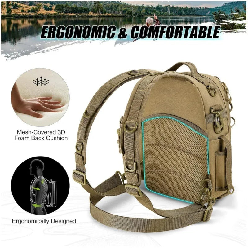 Spot New Outdoor Tactical Single Backpack Riding Mountaineering Luya Bag Large Capacity Fishing Bag Vue
