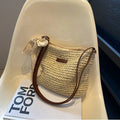Summer Rattan Crossbody Bags Women Saddle Straw Woven Shoulder Bag