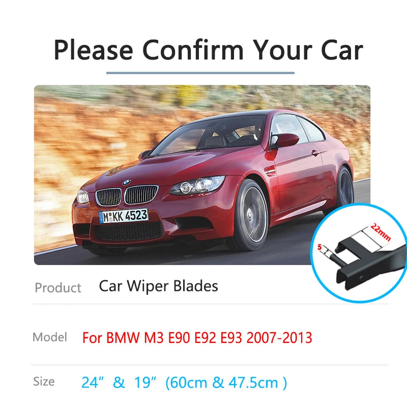 BMW M3 E90 E92 E93 2007–2013 Frameless Beam Wiper Blades Beam Wiper Blades Vue