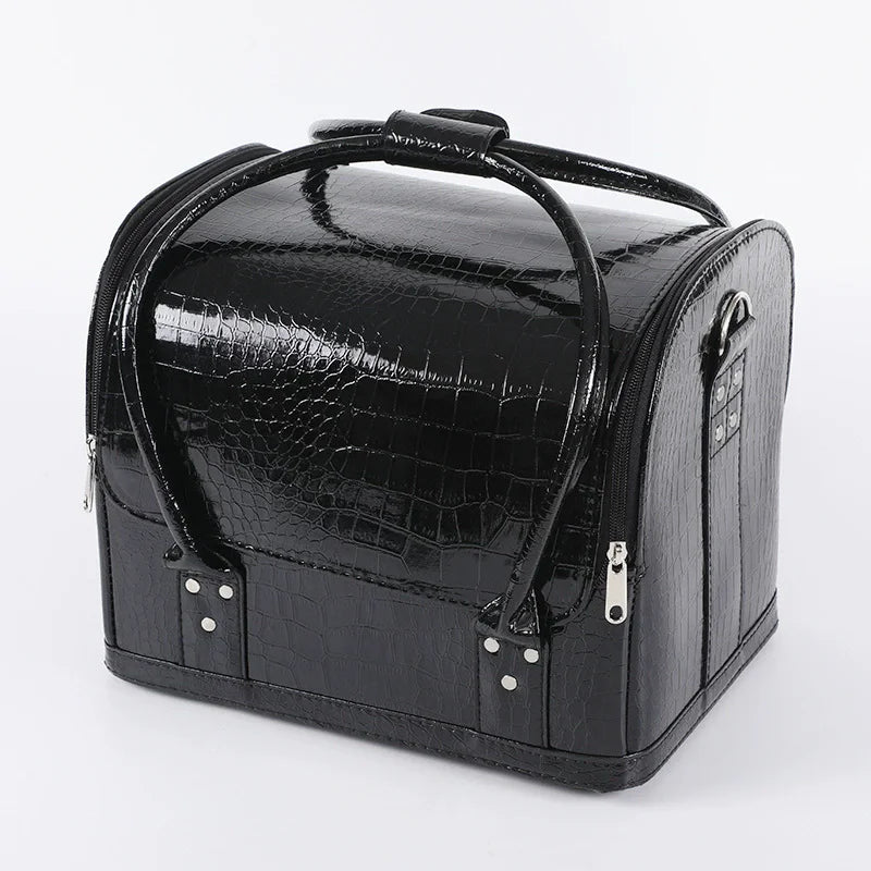 Women Cosmetic Suitcase Large Capacity Makeup Organizer Toiletry Cosmetic Bag Makeup Storage Suitcase for Make Up Organizer Vue Black
