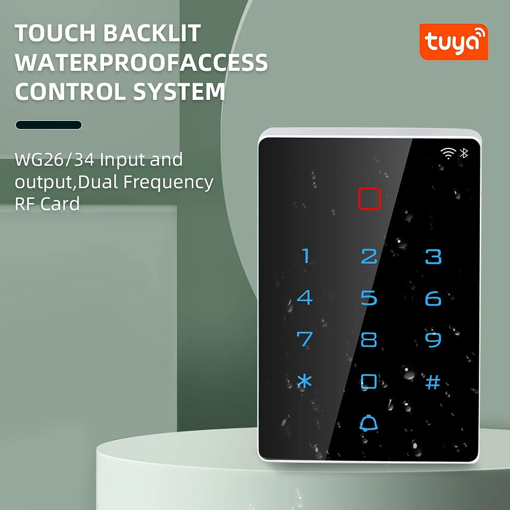 Standalone Access Control Keypad and RFID Proximity Card Reader Tuya App Wifi Waterproof Cover EM MF Optional Wiegand 26&34 Vue