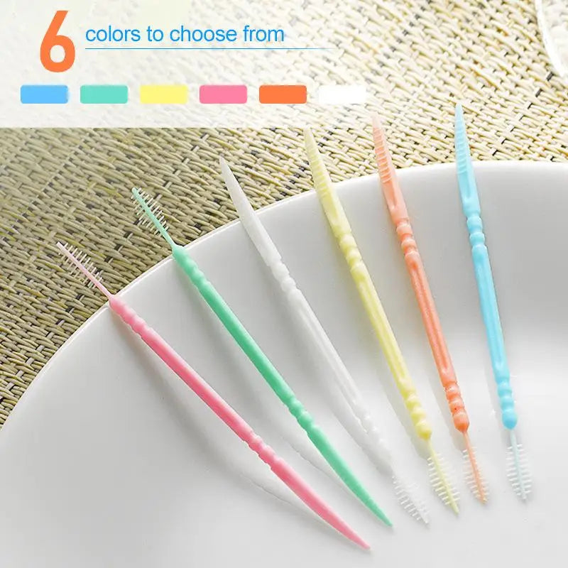 100 oral cleaning and care tools, portable ultra-fine toothpicks, disposable home box, double headed high-end creativity Vue