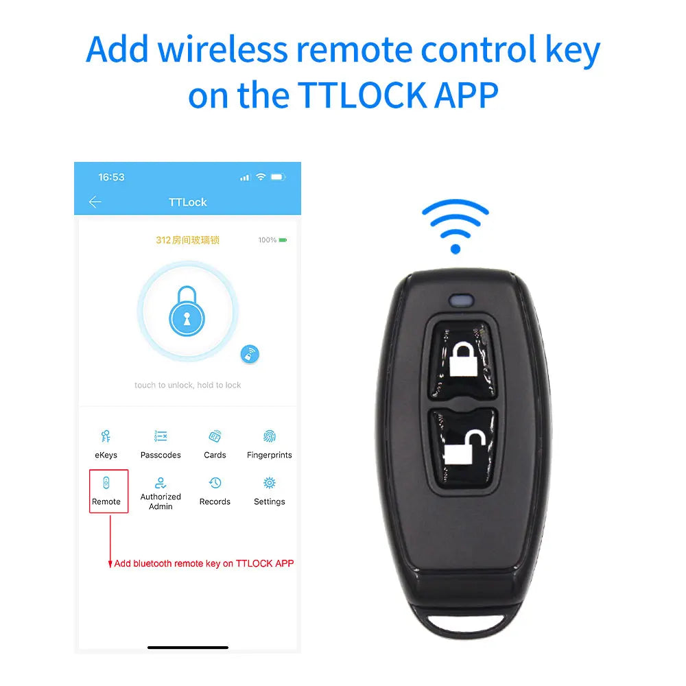 TTlock Key Fob R1 2.4GHz Wireless Remote Control for Smart Lock Door Access Devices with TTLock APP 868mhz Remote Controler Vue