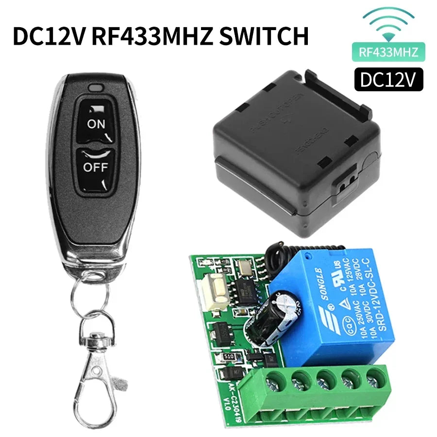 DC 12V Remote Control Smart Switch Universal RF 433MHz Gate Garage Door Led Lighting Asking Code Relay Receiver Mini Module 10A Vue