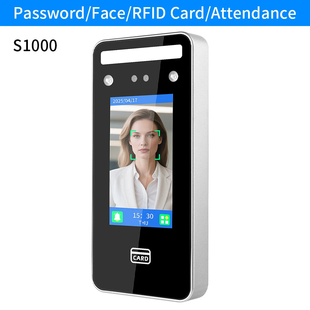 Wall Mount Dynamic Facial Recognition Attendance and Access Control Machine 1000 Face for Security Protection with Wiegand26 Vue S1000