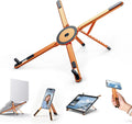 3-in-1 Foldable Laptop Stand Magnetic Phone Holder Aluminum Portable Desk Tripod Mount for Laptop Tablet & Phone Travel Vlogging Vue Orange