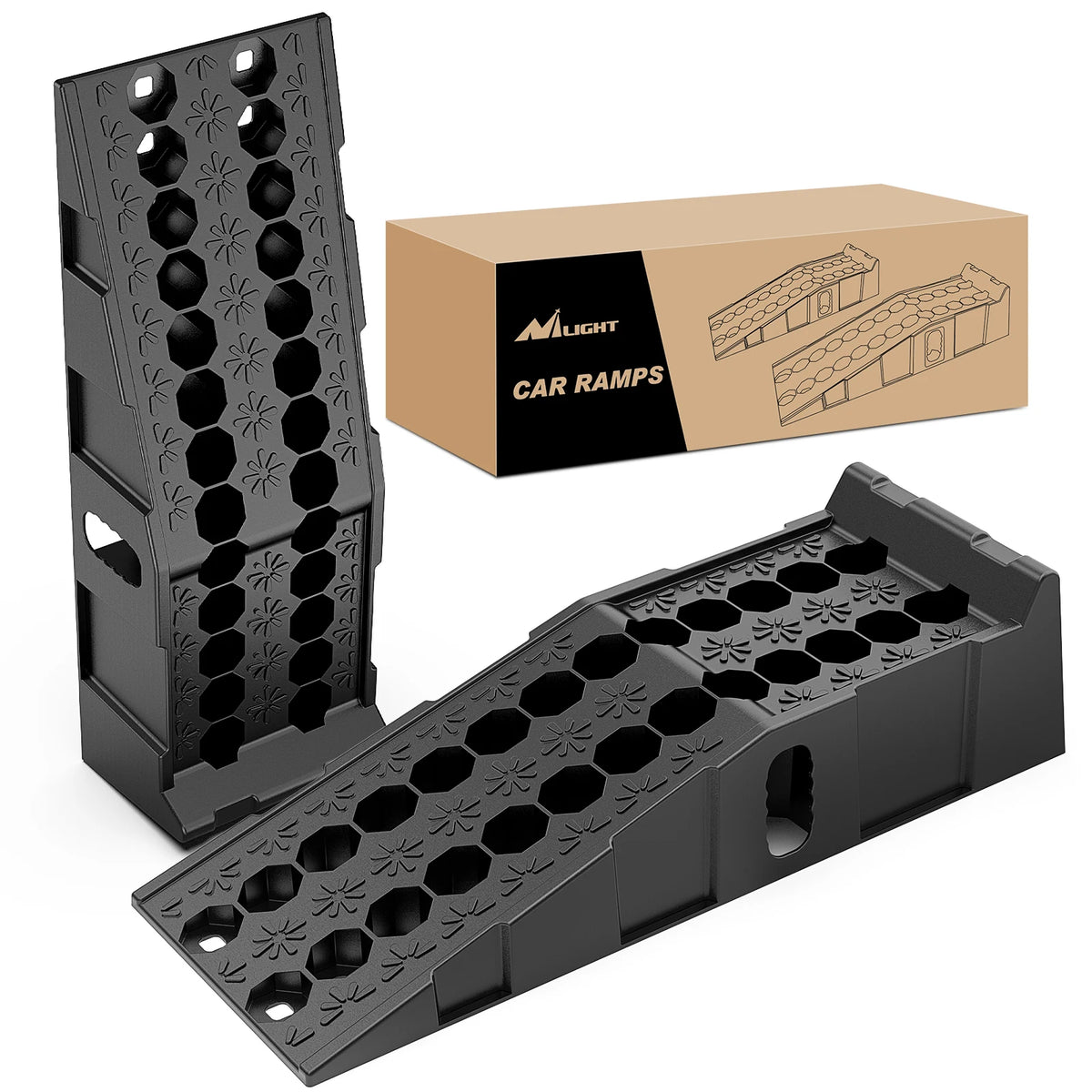 Nilight Car Leveling Ramps Levelers Lightweight Travel , Portable Vehicle Service Ramp 6.7" Lift Heavy Duty Truck Ramps for Home Garage Maintenance, 16,000lb. GVW Capacity Per Pair Vue black United States