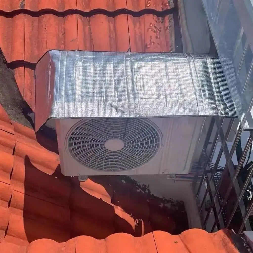 Aluminum Foil Air Conditioning Cover Energy Saving Windproof Air Conditioning Protective Sleeve Waterproof with Elastic Band Vue