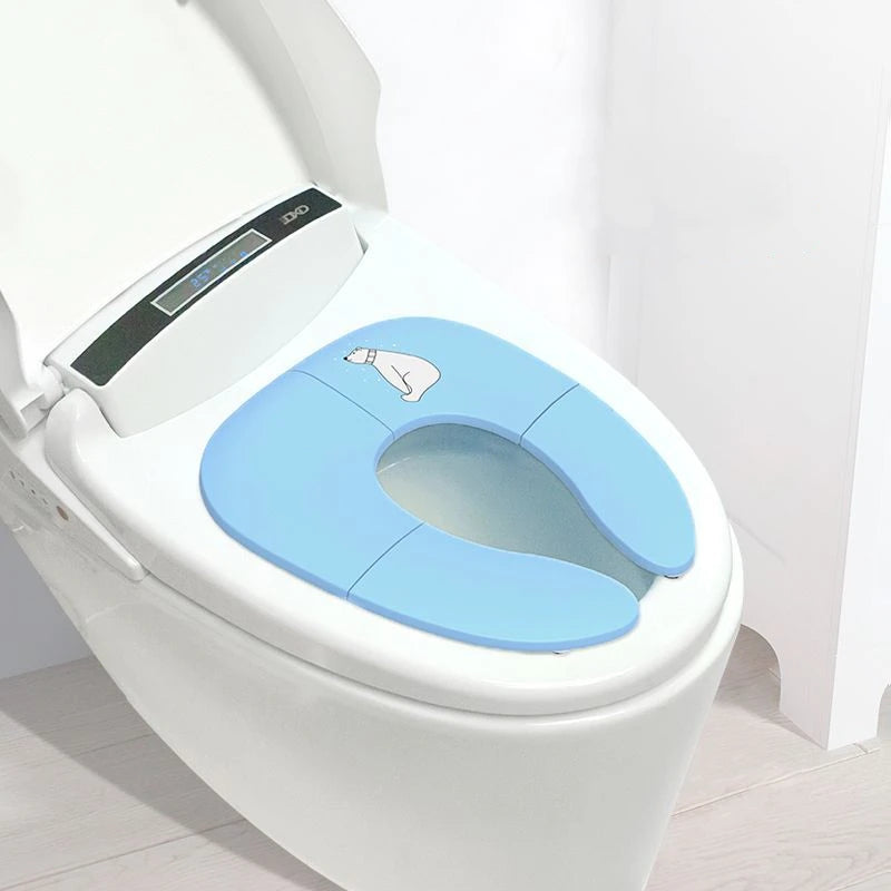Folding Travel Portable Travel On A Toilet Seat Non-Slip Suction Cups Potty Seat For Fits Round Oval Toilets Tourist Carry-On Vue B58 Blue