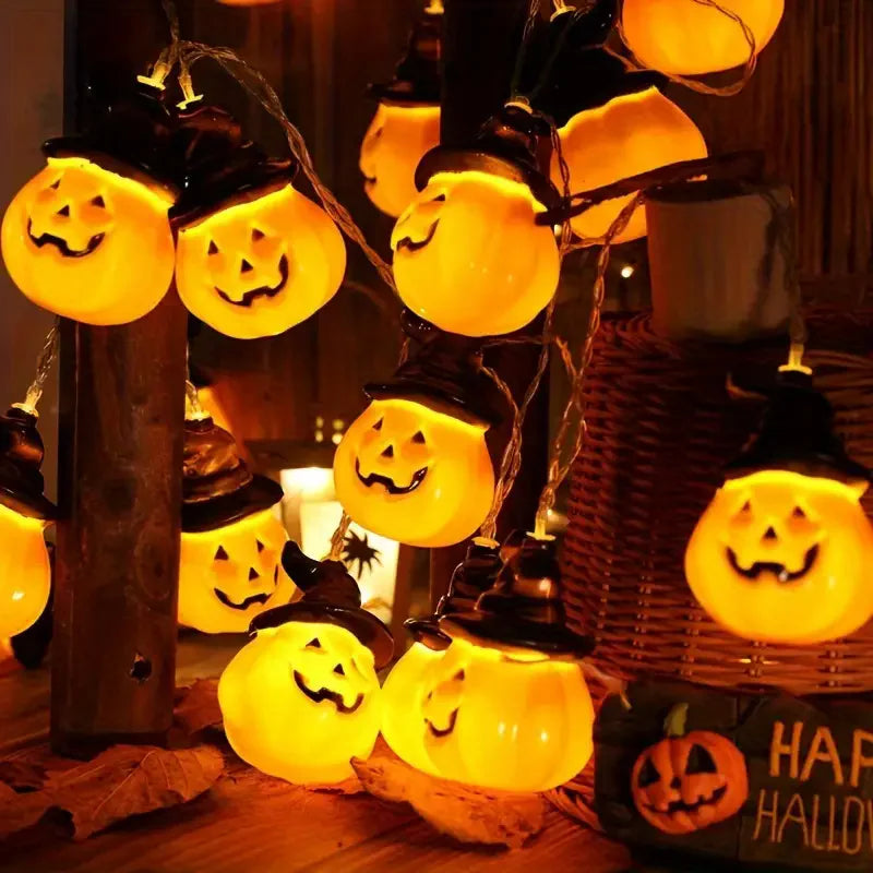 Halloween Pumpkin Hat LED String Lights Indoor Pumpkin Lantern Lights Halloween Home Party Yard Wall Door Decor Lights 822 Vue