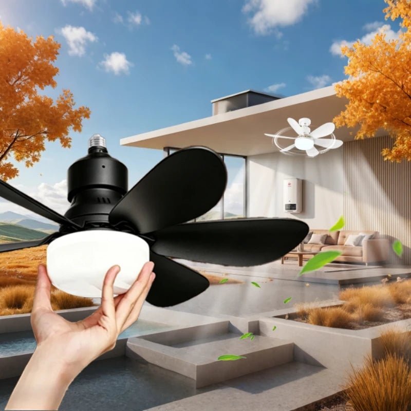 Ceiling Fan with Light E27 52CM Fan Light with Remote Control Super Quiet Socket Ceiling Fan for Bedroom Kitchen Home Lighting Vue