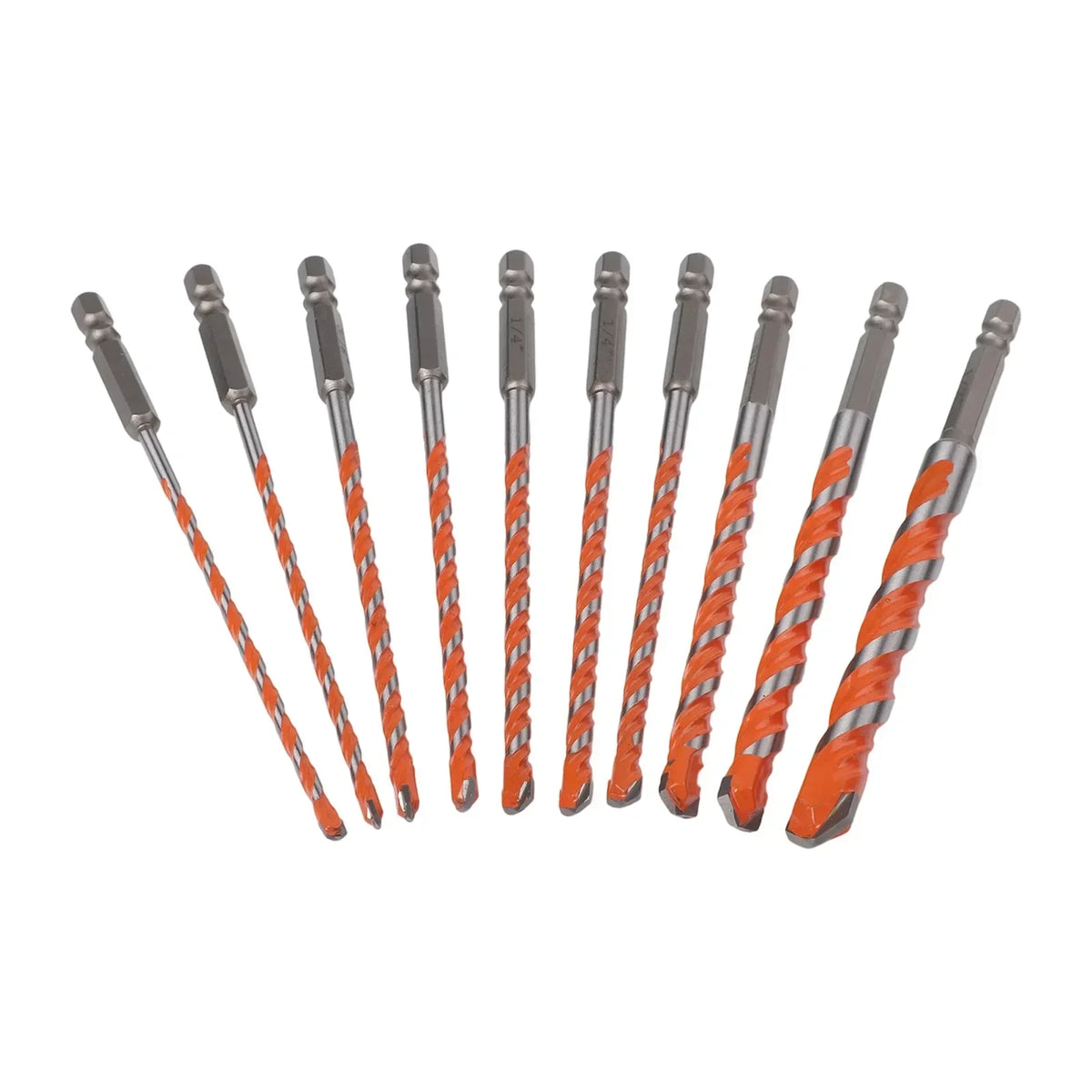 10-Pc Carbide Masonry Drill Bits Set – Concrete, Tile & Brick Masonry Drill Bits Vue