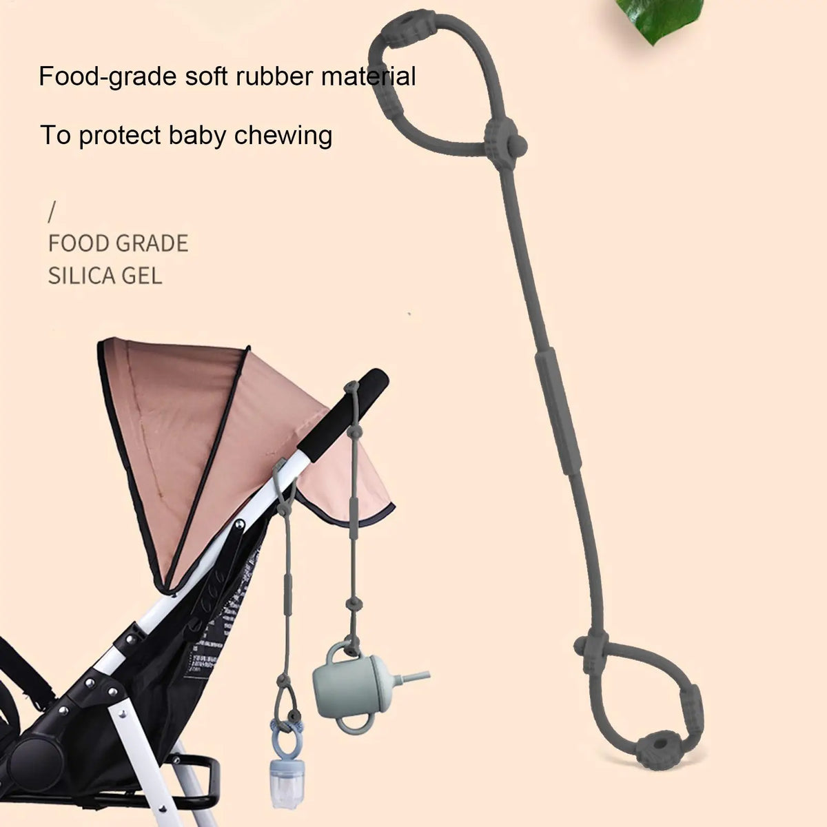 Adjustable Baby Toy Straps Silicone Safety Teether Holder Chain Multi Functional Accessories for High Chair Stroller Car Seat Vue